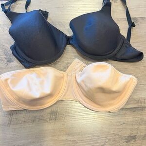 Warner's Two-Pack Smooth Molded Bras in Black & Nude